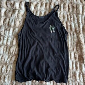 Women’s black flowy tank top with cactus design